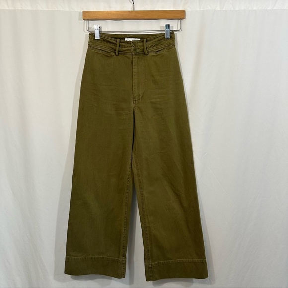 Apiece Apart Merida High Rise Wide Leg Pants in Olive Green - Picture 3 of 11